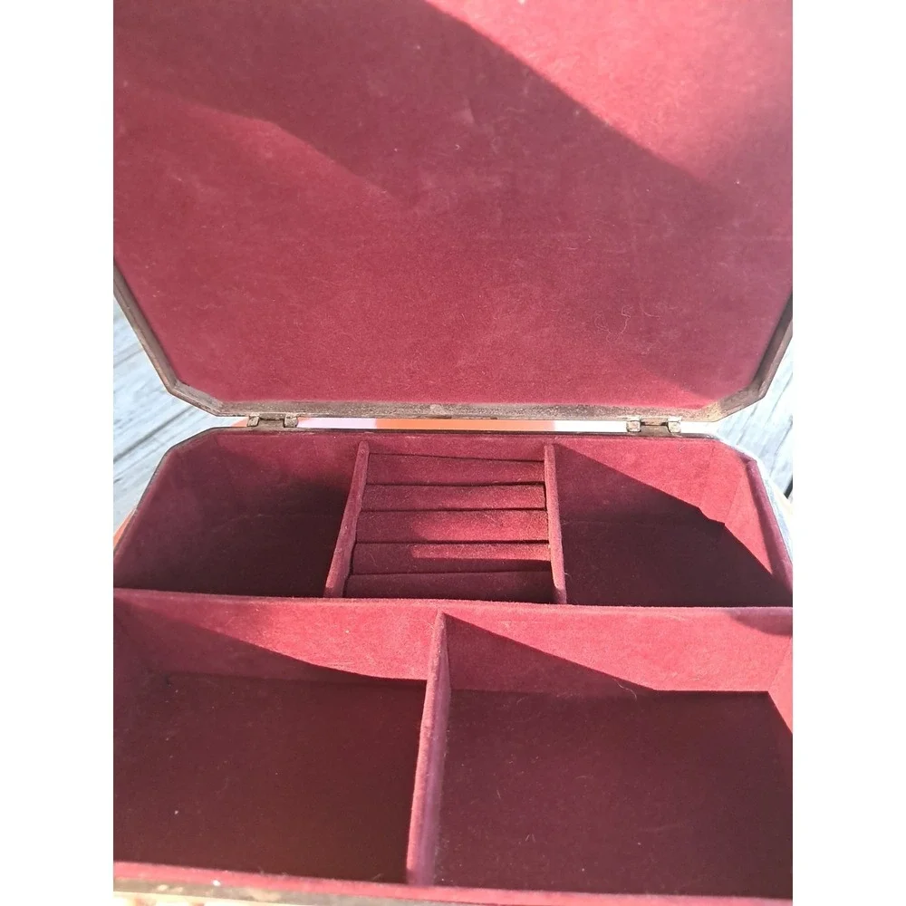 Vintage Godinger Silver Plated Large Jewelry Box Red Velvet Interior 9.5 x 7